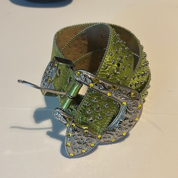 Studded Leather Rhinestone Green - Picture 5 of 11